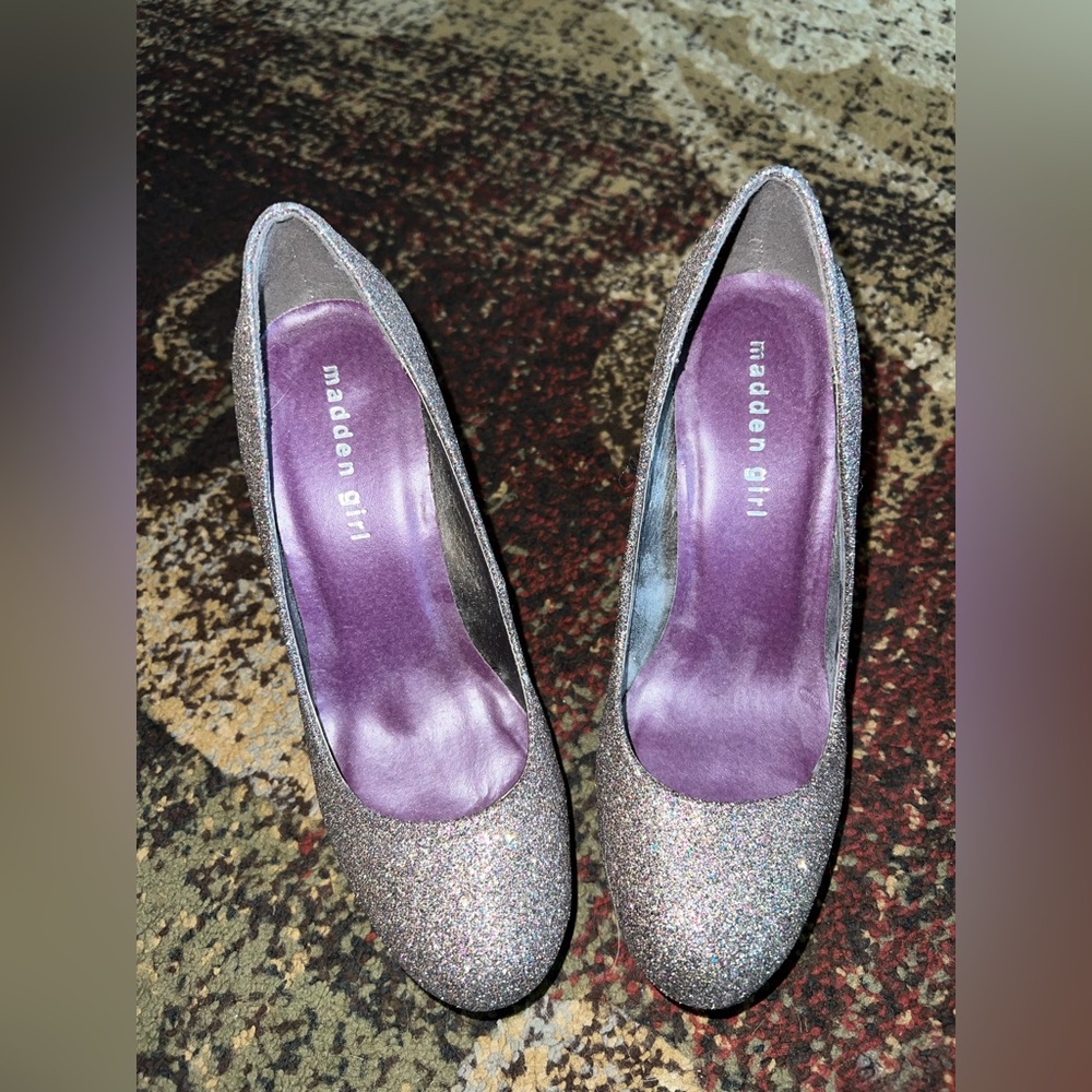Madden Girl Sparkling Heels - Silver and Purple